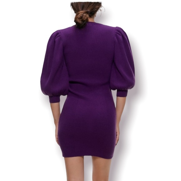 ZARA | Puffy Sleeve Ribbed Sweater Dress - Picture 4 of 10